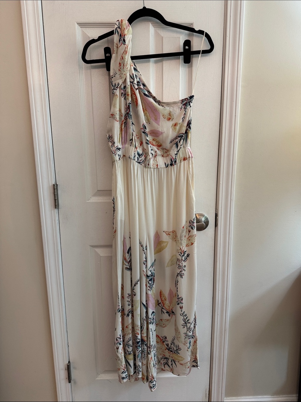 FREE PEOPLE Island Time One Shoulder Floral Cropped Wide Leg Jumpsuit Size Small - Picture 3 of 8
